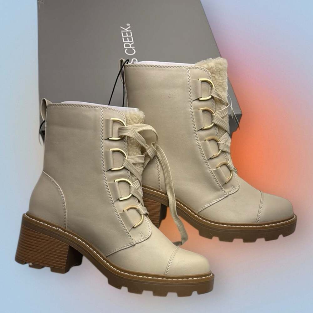 FALLS CREEK Women's 9 Ivory Fleece Lined Ankle Boots